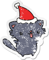 hand- getrokken Kerstmis verontrust sticker tekenfilm van kawaii kat png