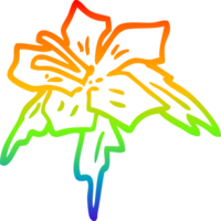 rainbow gradient line drawing of a cartoon exotic flower png