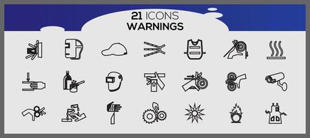 Simple Set of Warnings Related Vector Line Icons. Vector hazardous material signs all classes.