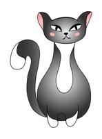 linda gris gato aislado en blanco antecedentes. vector ilustración para niños.