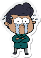 sticker of a cartoon crying man with crossed arms png