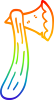 rainbow gradient line drawing of a cartoon axe png