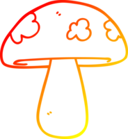 warm gradient line drawing of a cartoon mushroom png