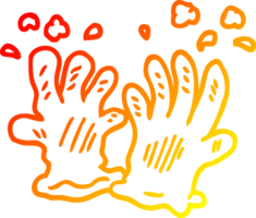 warm gradient line drawing of a cartoon garden gloves png