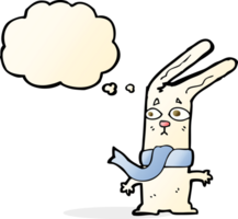 tekenfilm konijn met gedachte bubbel png