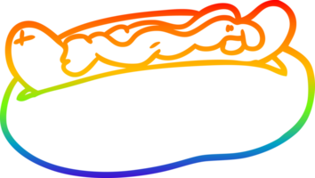 arco iris degradado línea dibujo de un Pancho con mostaza y salsa de tomate png