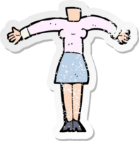 retro distressed sticker of a cartoon female body png