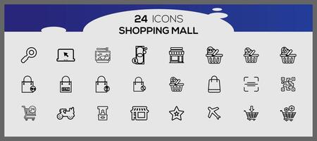 Supermarket minimal icons set. E-comerce icon collection. Shopping icons. vector