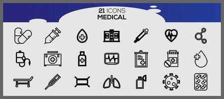 Pack of medical icons. Health icons set. Medical icons pack. vector