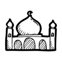 mezquita. ilustración con mano dibujado estilo o garabatear vector