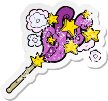 retro distressed sticker of a cartoon magic wand png