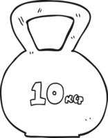 black and white cartoon 10kg kettle bell weight png