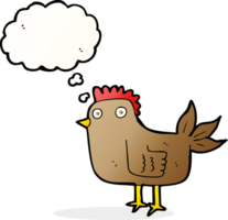 galinha dos desenhos animados com balão de pensamento png
