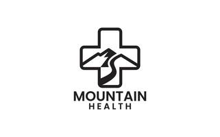 Medical cross mountain outdoor logo design vector