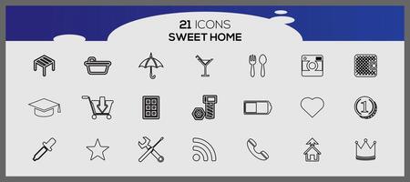 Home icons collection. Set of agricultural icons vector illustration flat concept. sweet home, cute home.