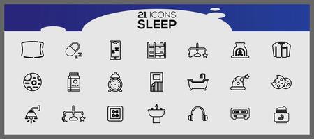 Sleep time icons. Sleep better concept flat icons. Set of sleep color icons. vector