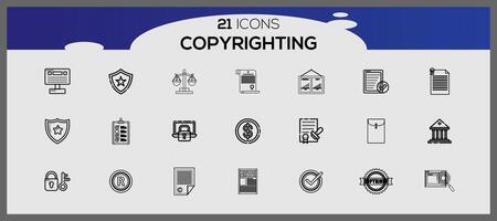 Creative copyrighting flat icon pack. Copyrighting icons collection. Internet elements icons. vector