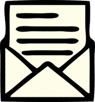 comic book style cartoon of a letter and envelope png