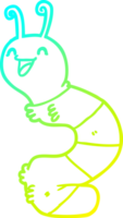 cold gradient line drawing of a cartoon happy caterpillar png