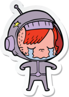 sticker van een cartoon huilend astronautenmeisje png