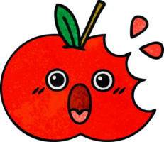 retro grunge textura dibujos animados de un rojo manzana png