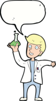 cartoon happy scientist with speech bubble png