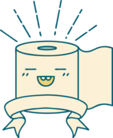 scroll banner with tattoo style toilet paper character png