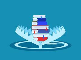 Stack of books in the trap vector