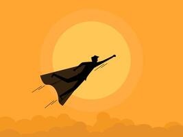 Businessman hero flying in the sky. vector