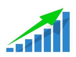 Growth graph with green arrow up vector