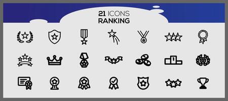 Ranking icon set. Level up label collection set. Trophy icons collection. vector