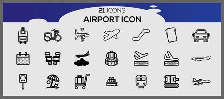 Airport icons collection. Travel vector icons for user interface design. Airport icon set.