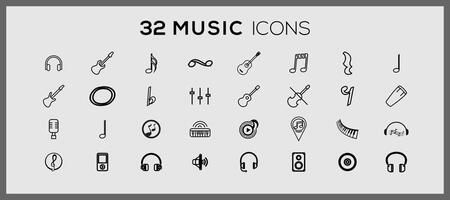 Music icon collection. Music instruments and set icons. Set of music musical instruments icons. vector