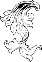 traditional hand drawn floral swirl png