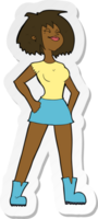 sticker of a cartoon capable woman png