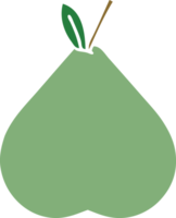 poire verte de dessin animé rétro couleur plat png