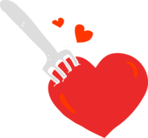 flat color illustration of a cartoon fork in heart png