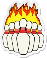 pegatina de una caricatura de bolos en llamas png