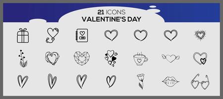 San Valentín día iconos colección de ilustrado San Valentín iconos vector