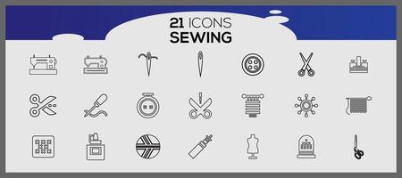 Vintage tailor elements set. Sewing and knitting, needlework set. Sewing and tailoring set. vector