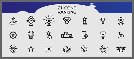 Ranking icon set. Level up label collection set. Trophy icons collection. vector