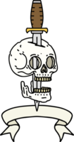 tatuaje tradicional con estandarte de una calavera png