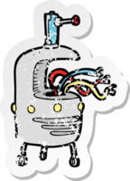 pegatina retro angustiada de un robot extraño de dibujos animados png