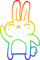 rainbow gradient line drawing of a cartoon happy rabbit png