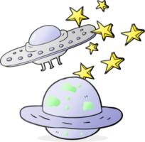 cartoon flying saucer and planet png