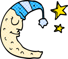 tecknad serie klotter måne med sovande keps png