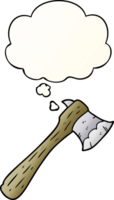 cartoon axe with thought bubble in smooth gradient style png