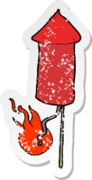 pegatina retro angustiada de un fuego artificial de dibujos animados png