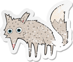 retro noodlijdende sticker van een grappige cartoon wolf png