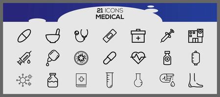 paquete de médico iconos salud íconos colocar. médico íconos embalar. vector